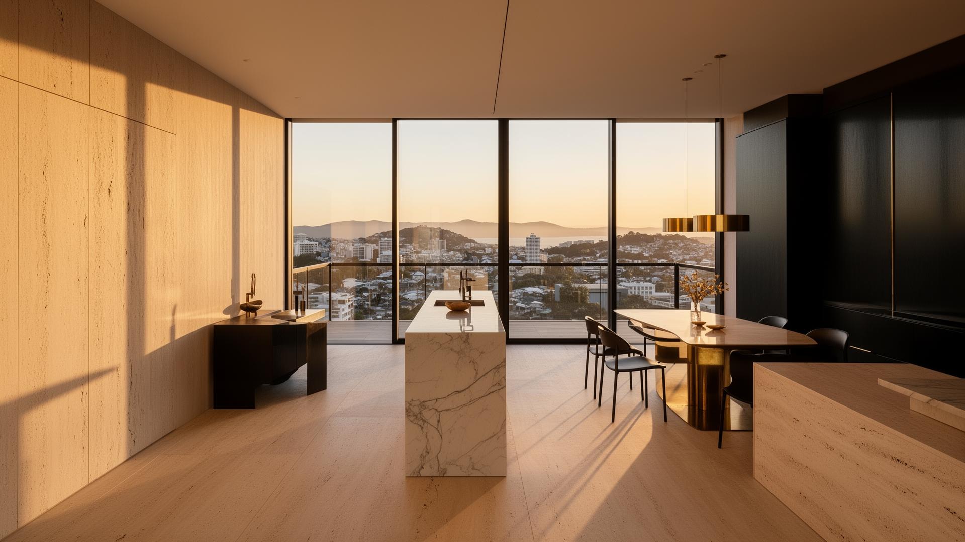Auckland penthouse with stone surfaces